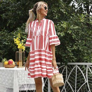 Summer striped loose five-sleeve dress
